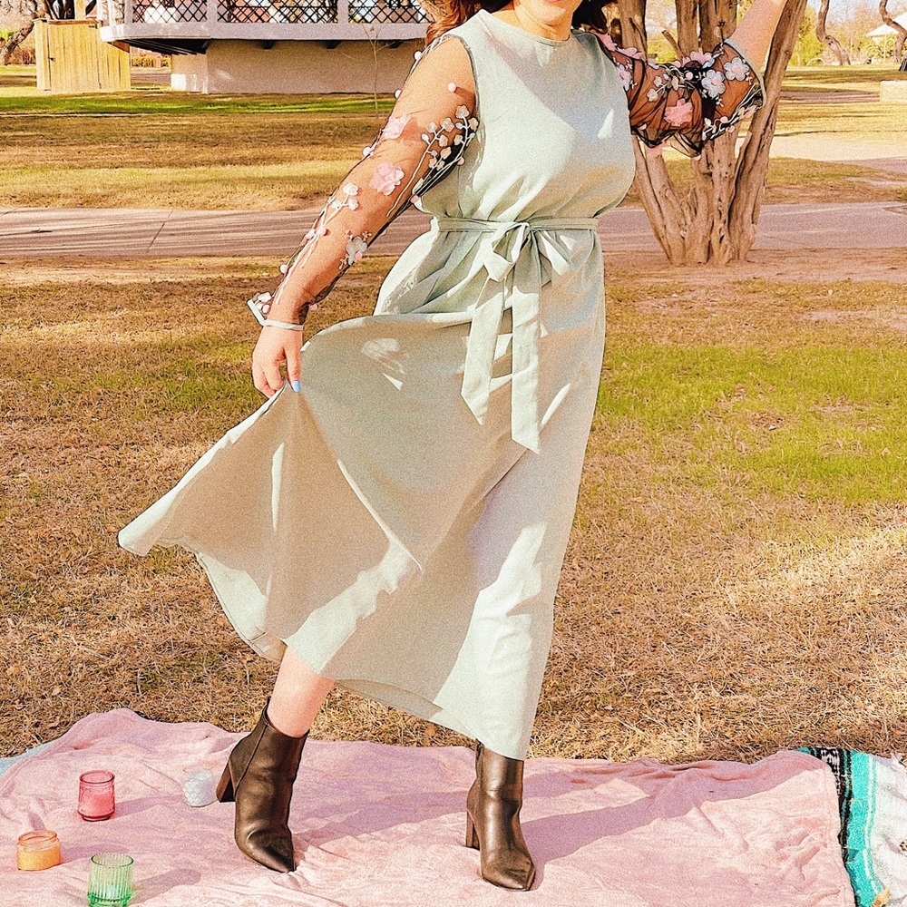 Romantic Mint/Blue Cottagecore Dress